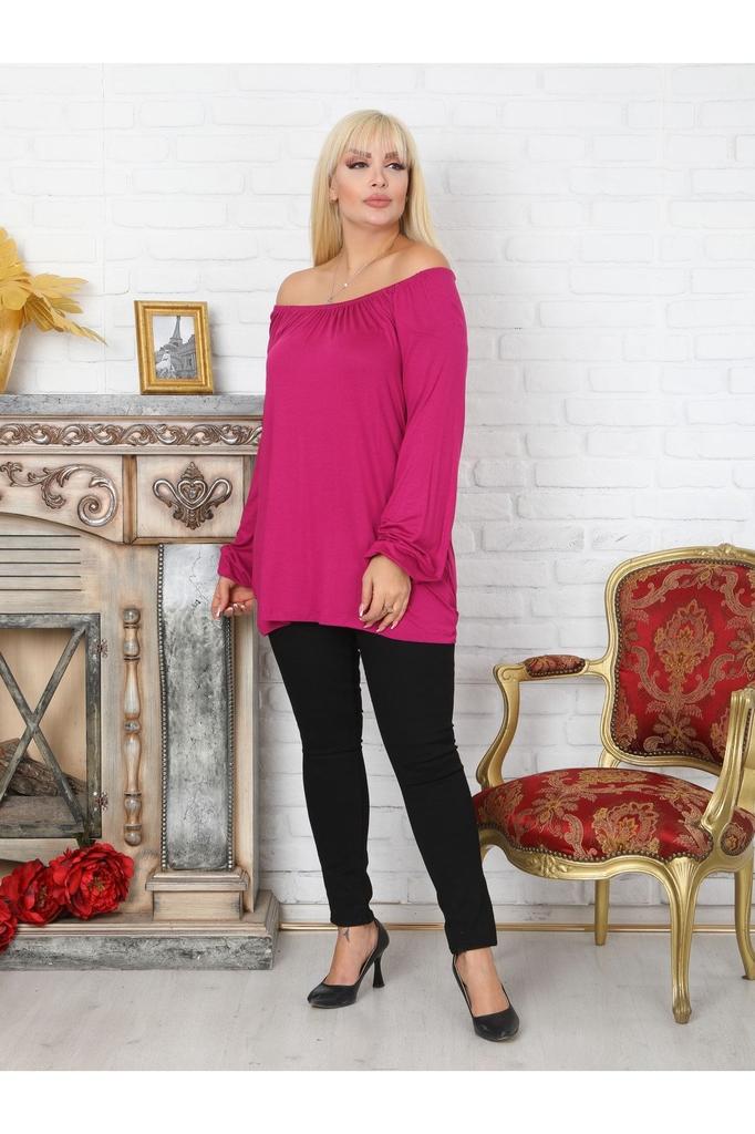 Женская стильная туника больших размеров, воротник большого размера с воздушными рукавами, эластичная вискозная блузка