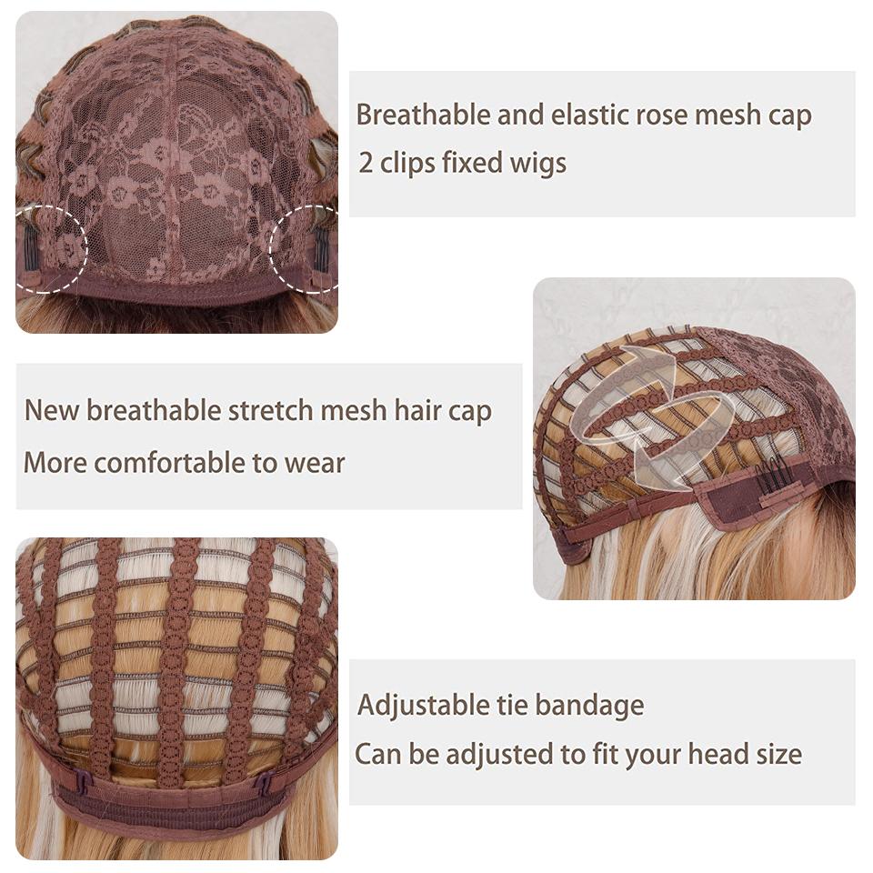 XINRAN Длинные светлые парики для женщин, многослойный парик из синтетических волос с темными корнями, омбре, черные блондинистые парики с челкой для повседневной вечеринки