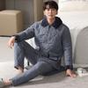 Пижама мужская зимняя трехслойная утолщенная и вельветовая тканая набивная из чистого хлопка осенне-зимняя теплая домашняя одежда для среднего возраста