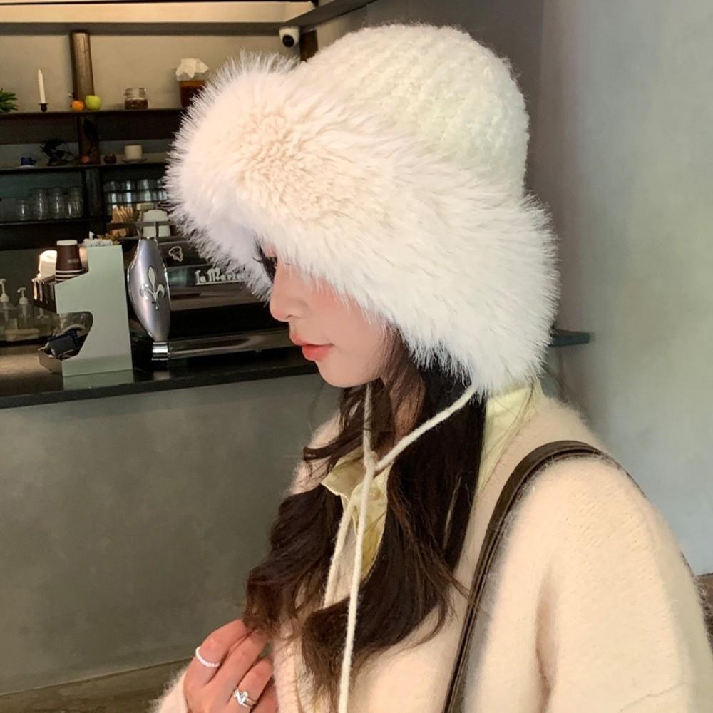 Versatile Winter Plush Hat Warm Ear Protection Hat Trendy Knit Hat for Women