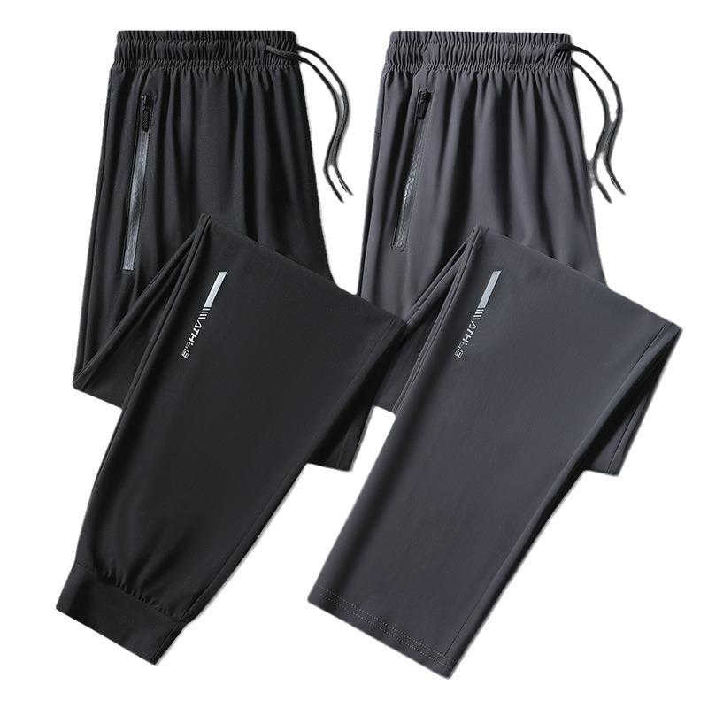 Мужские спортивные брюки больших размеров из ледяного шелка, быстросохнущие, летние