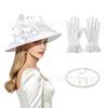 European and American Church Hat Satin Diamond Top Hat Kentucky Derby Hat Wedding Party Decorative Hat Set