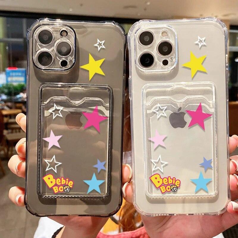 Чехол для телефона со звездой и держателем карт для iPhone 11, чехол для iPhone 12, 13, 14, 15 Pro Max XR X XS 7 8 Plus SE 2020, силиконовый чехол, можно разместить фотографию