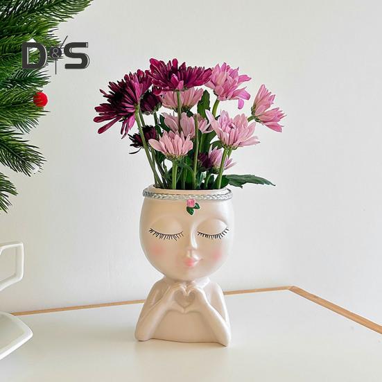 Цветочный горшок в виде лица в стиле Love Girl Head Plant Pot Small Lady Face Planter для суккулентных комнатных и уличных растений, центральный элемент рабочего стола для гостиной