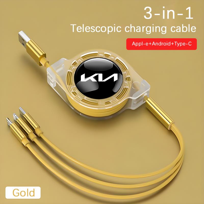 AANJ1 Car Mobile Phone Charging Cable 3-in-1 interface Charger For KIA K3 Sportage Carnival K5 Seltos Pegas KX1 EV5 Sonet EV6 K4 EV3