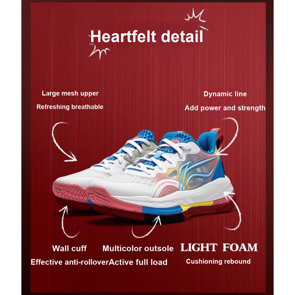 Баскетбольные кроссовки Li Ning Kids Long Fist V2 из легкой пены с противоскользящими противоударными свойствами, амортизирующие, износостойкие, дышащие, с отскоком, с низким верхом YKBU026-41