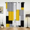 Yellow Grey Black Patchwork Abstract Art Medieval Style Curtains Bedroom Living Room Drapes Kitchen Window Curtain Home Decor