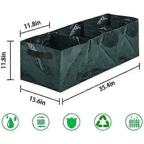 Set of 2 Raised Garden Beds - 4 Divided Grids Square Raised Planter Fabric Bag