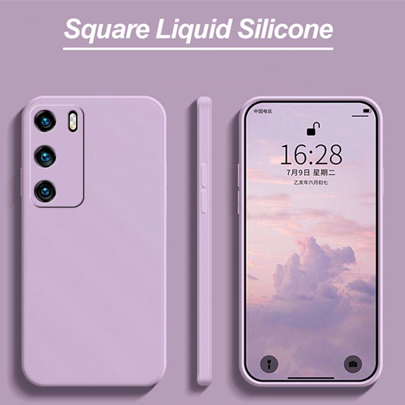Luxury Liquid Silicone Soft Cover for Huawei P40 LITE P30 PRO P20 MATE 20 LITE 30 NOVA 3 3I 5T 9 SE 8 8I Y70 PLUS Y90 Square Full Protection Cover