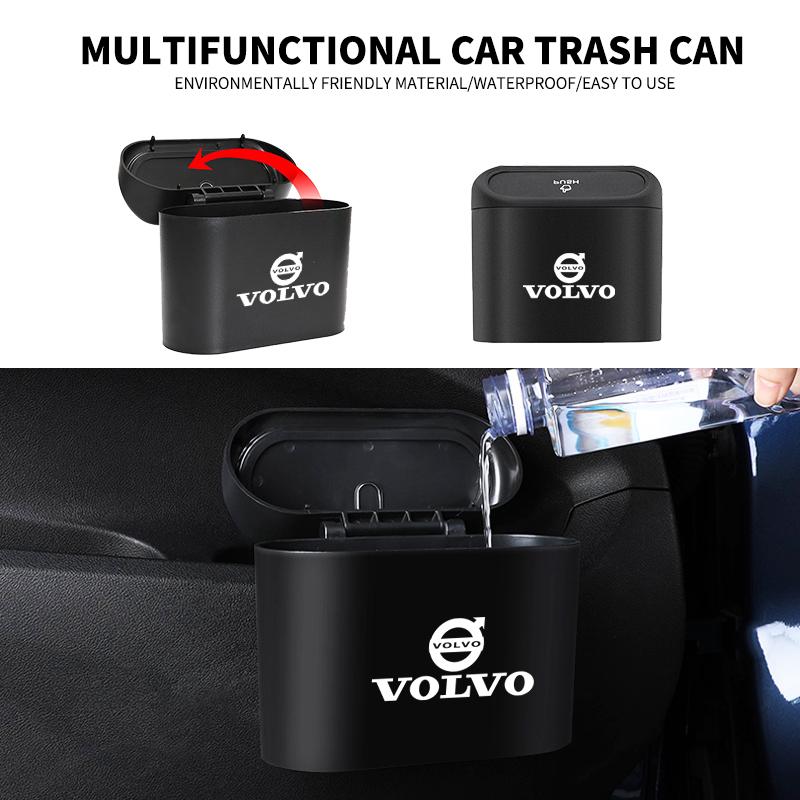 Car Square Pressing Type Hanging Trash Can For Volvo Rdesign Polestar AWD V50 S60 XC60 S40 XC40 XC90 V60 S80 S90 V90 V70 T6 T8