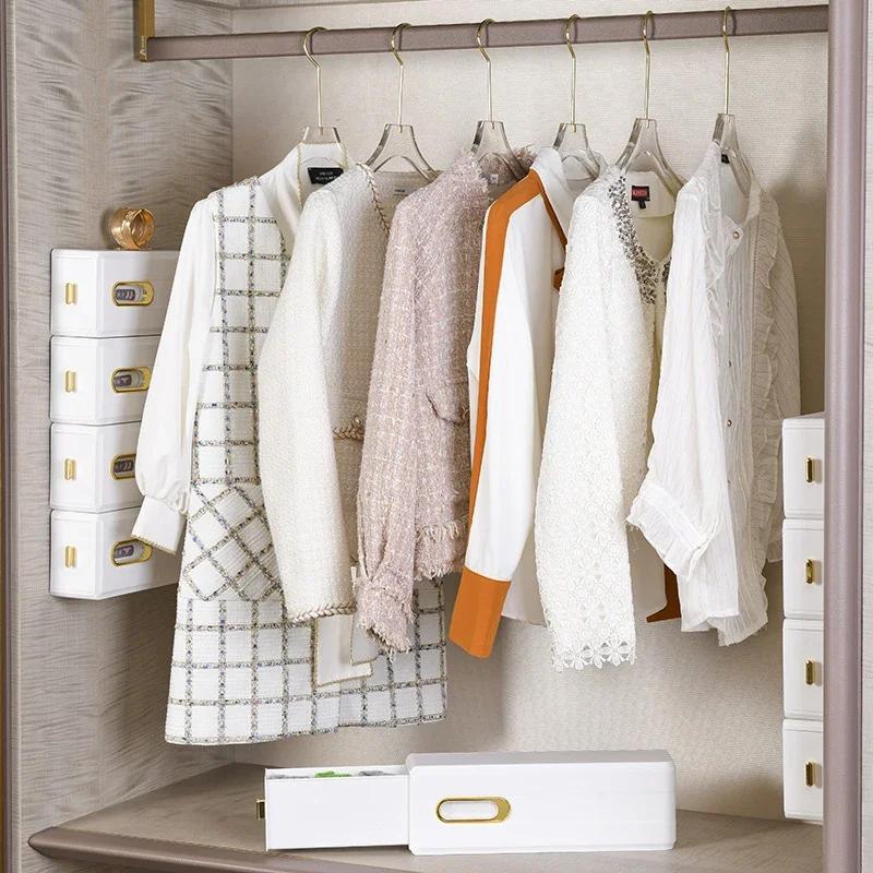 Wardrobe Organizer Sock Storage Box Space-Saving Bedroom Wall Mounted Punch Free Closet Sock Storage Drawer Underwear Organizer