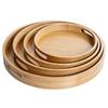 Bamboo Round Tea Tray Simple Wooden Storage Trays Hotel Home Breakfast Dessert Food Serving Tray Kitchen Supplies