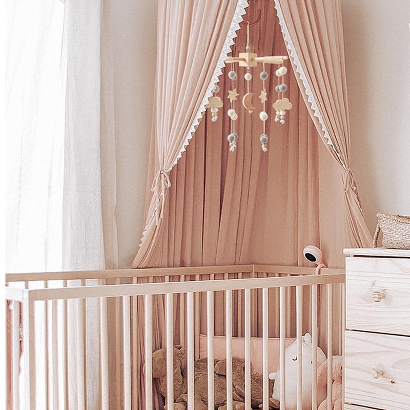 Baby Rattle Crib Mobile Toys 0 -12 Months Star Moon Wooden Bed Bell Musical Box Hairball Nordic Hanging Decor Accessories Gifts