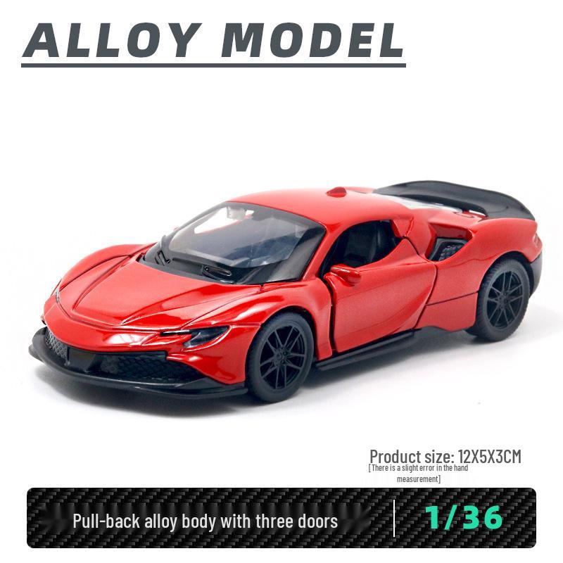 Модель спортивного автомобиля из сплава с функцией pull-back - Игрушка для детей с открывающимися дверями, идеально подходит для мальчиков и украшения торта.