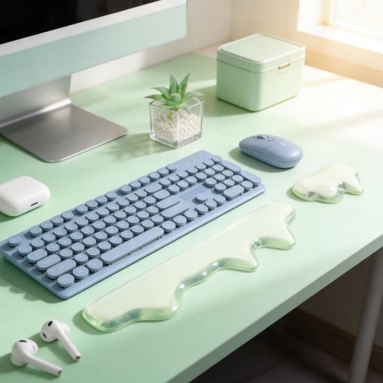 2 Pcs Gel Wrist Rest Set Clear Wrist Pad for Keyboard with Mouse Wrist Rest Ergonomic Hand Wrist Support Pad for Computer Laptop Office Gaming