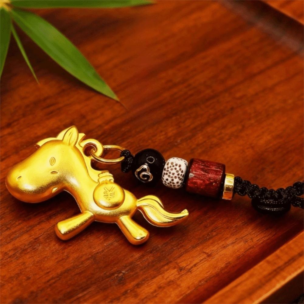 Vintage Chinese Zodiac Key Ring Feng Shui Weaving Key Chains Lucky Horse Bag Pendant Women Men