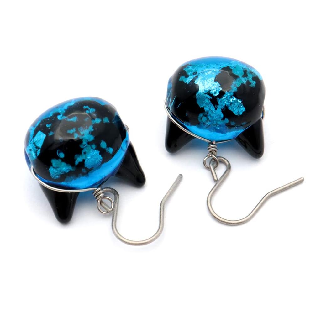 Стеклянные серьги Firefly Cat Cute Hook для обоих ушей, светящиеся синие, сувенирные Окинавы, стильный подарок в виде стрекозы, кошки (Цвет деталей