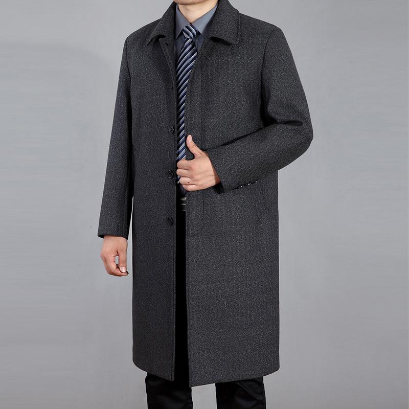 Мужское шерстяное пальто, осеннее мужское шерстяное пальто, зимняя шерстяная длинная куртка, длинное пальто