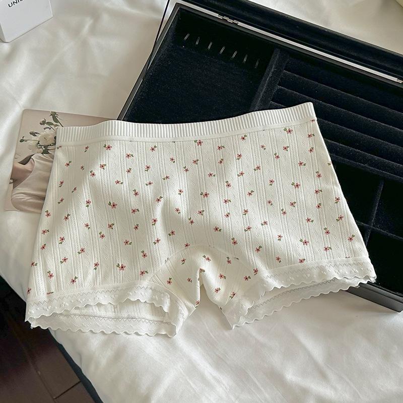 Женское Весенне-Осеннее Цветочное Белье из Чистого Хлопка, Дышащее, Без Следов, Не Закатывается, Защита от Света, Плоский Угол