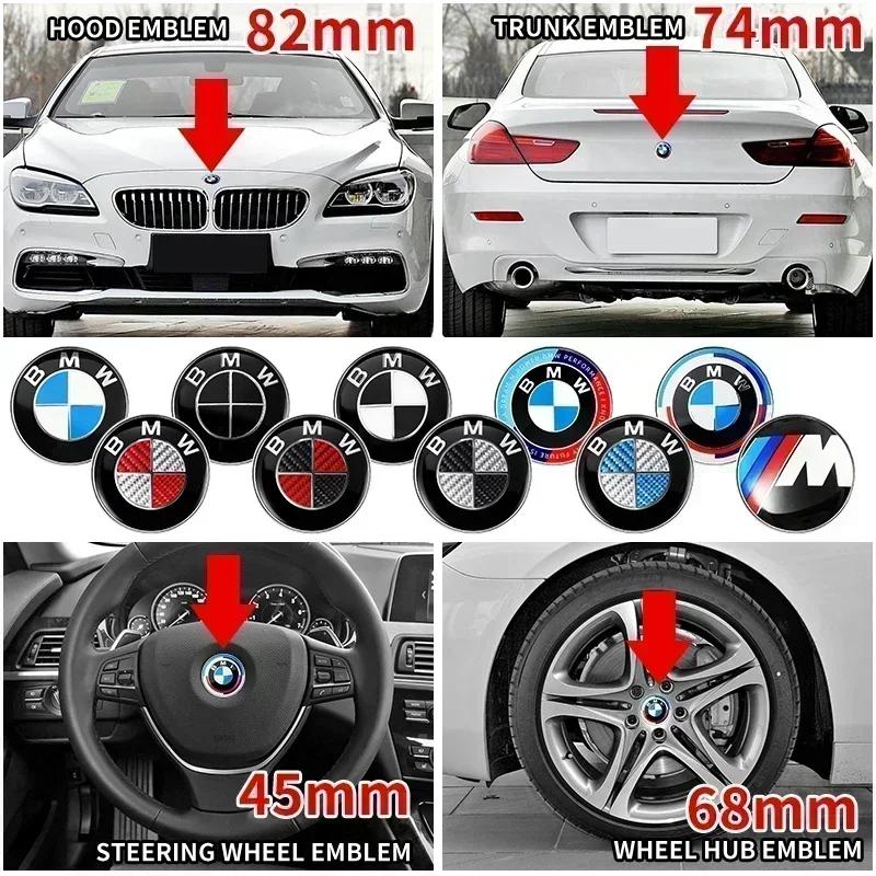 7pcs Front Hood Emblem Car 50th Anniversary Logo 82mm+Rear Badge 74mm+Wheel Hub Cap 68mm Decoration Cover Styling for BMW M FQ4