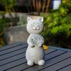 Статуя кошки, солнечный свет, водонепроницаемая, садовая скульптура котенка, светящаяся статуя котенка, наружное ландшафтное освещение для украшения патио, двора