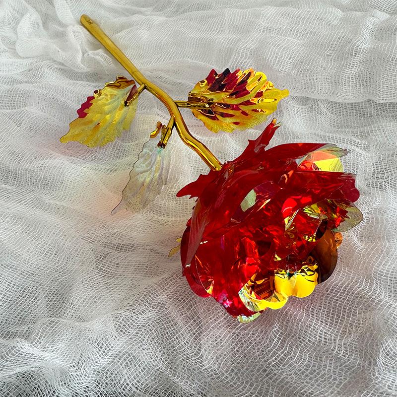 10 шт., красочные золотые розы, навсегда сохранившиеся длинные стебли розы, искусственные цветы, Радужный цветок розы, лучшие подарки на День матери, День Благодарения