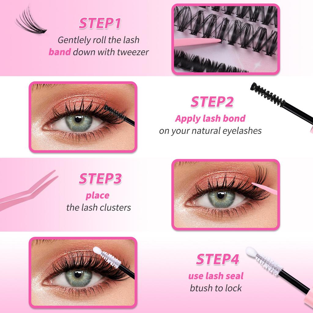 640 Tufts DIY Single Tufts of Hair 9-16mm Natural Dense D Song Segmented False Eyelash Extension Set