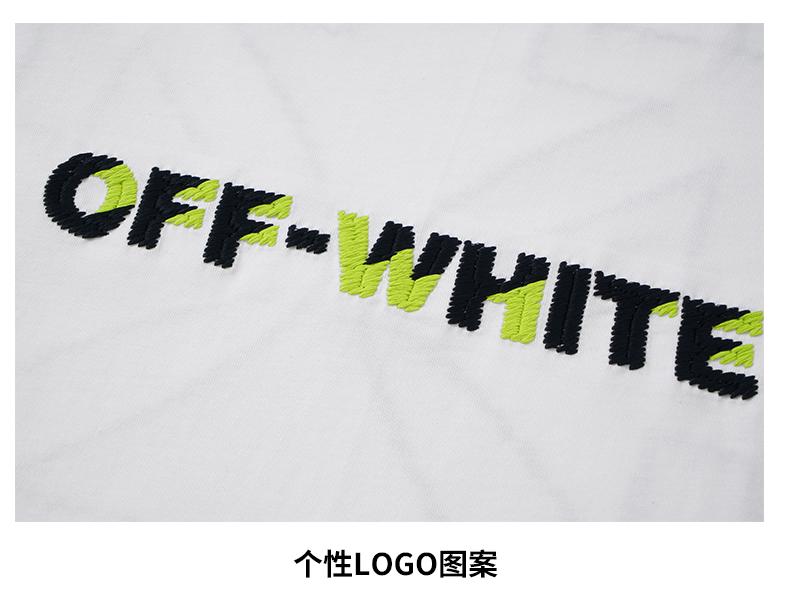 Men and Women's Short-Sleeved T-shirt with Embroidered Letters and Wavy Arrows
