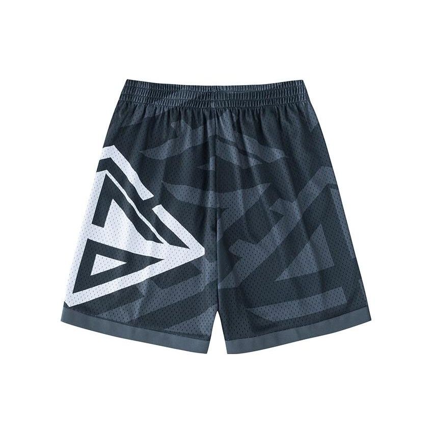 Anta Competition Series Color Block Pattern Printed Elastic Waist Knitted Competition Shorts Men Shorts Crab-Gray 152331301-7