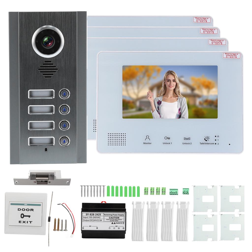 7in Direct Press Type Smart Video Door Phone Intercom System With Electric Strike for Villa House