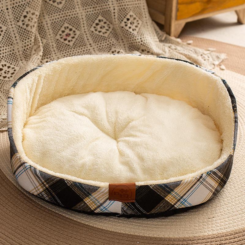 Winter Warm Large Dog Bed Thick Plaid Pet Nest Soft Cat Mat Comfortable Kennel for Medium Big Dogs Cats Pet Supplies