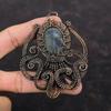 Iolite Gemstone Pendant Copper Wire Wrapped Pendant Octopus Pendant Copper Jewelry Ethnic Pendant Handmade Wire Wrapped Jewelry Wedding Gift