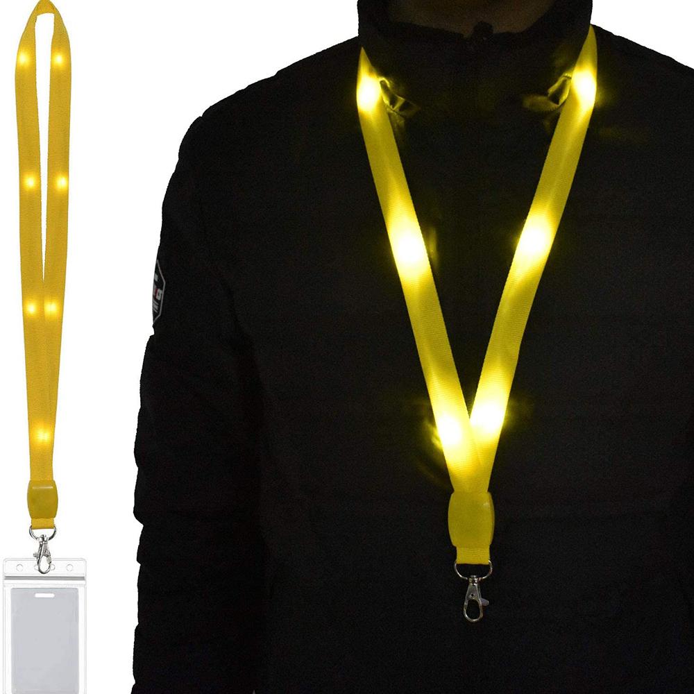 LED Light Up Neck Strap Flashing Lanyards Card Holder ID Badge Case Cruise Lanyards Keychain