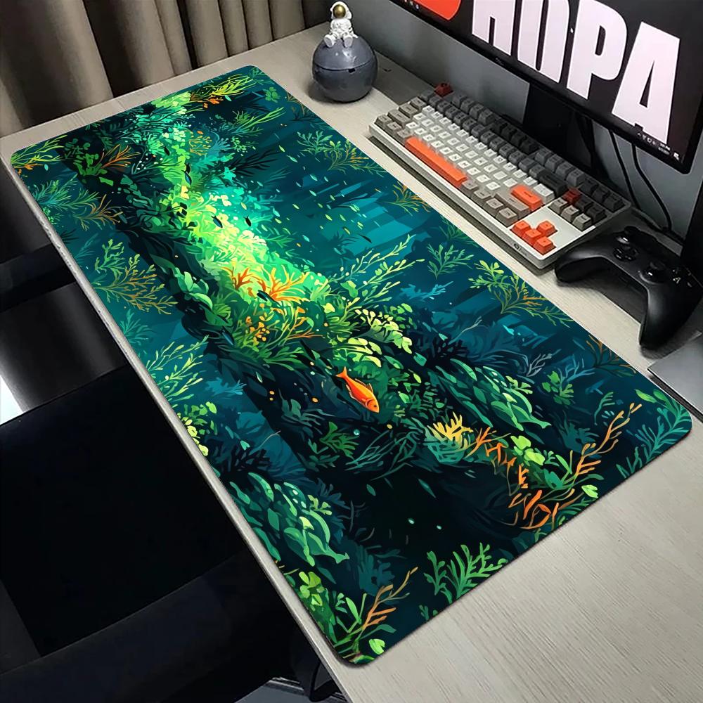 Underwater Forest Mouse Pad Large Computer Office Game Table Mats XXL Rubber Anti-slip Gaming Keyboard Mousepads Long Desk Pads