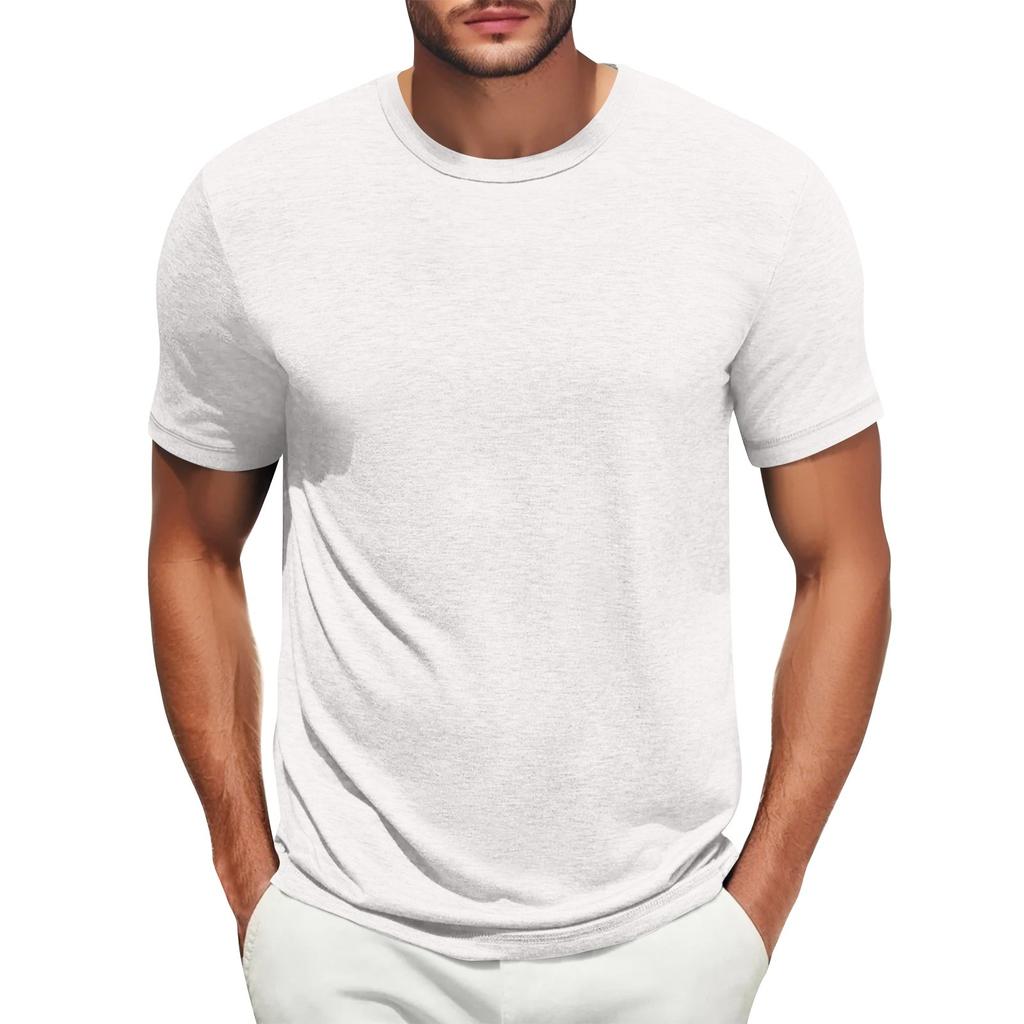 Men's Casual Fashion Comfort Solid Color Round Neck Pullover Sweatshirt Tops