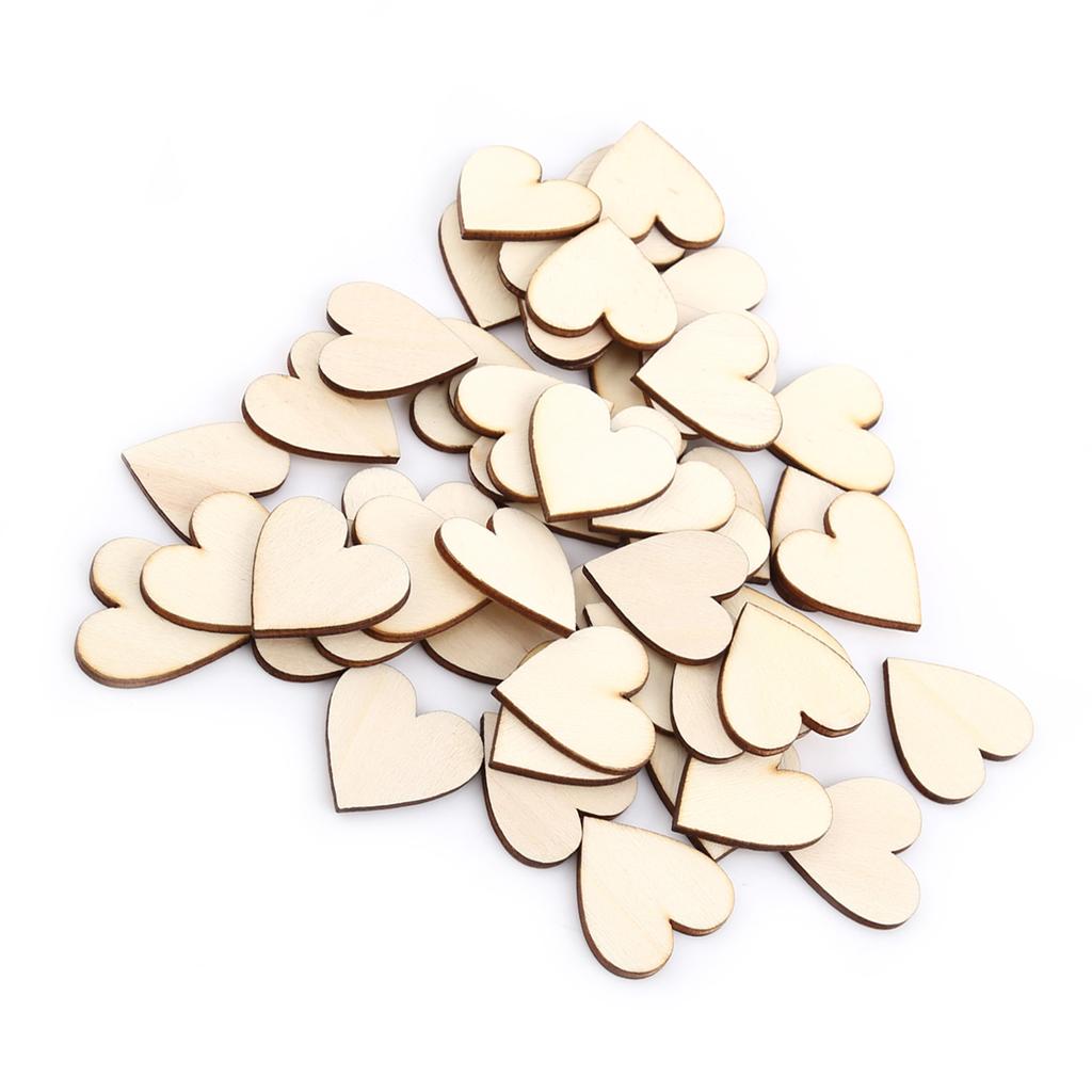 Украшения из дерева в форме сердца для свадебных табличек(30мм 50шт)