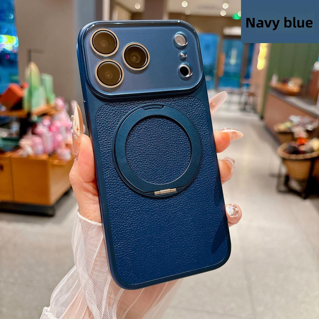 360° Вращающаяся Магнитная Подставка Кожаный Чехол для iPhone 17 Pro Max 16 15 Plus Ударопрочный для Magsafe Защитная Крышка Камеры