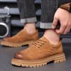 Men's Classic Retro Work Shoes Thick Sole Suede Genuine Leather Mens British Style Lace-up Casual Shoes Men