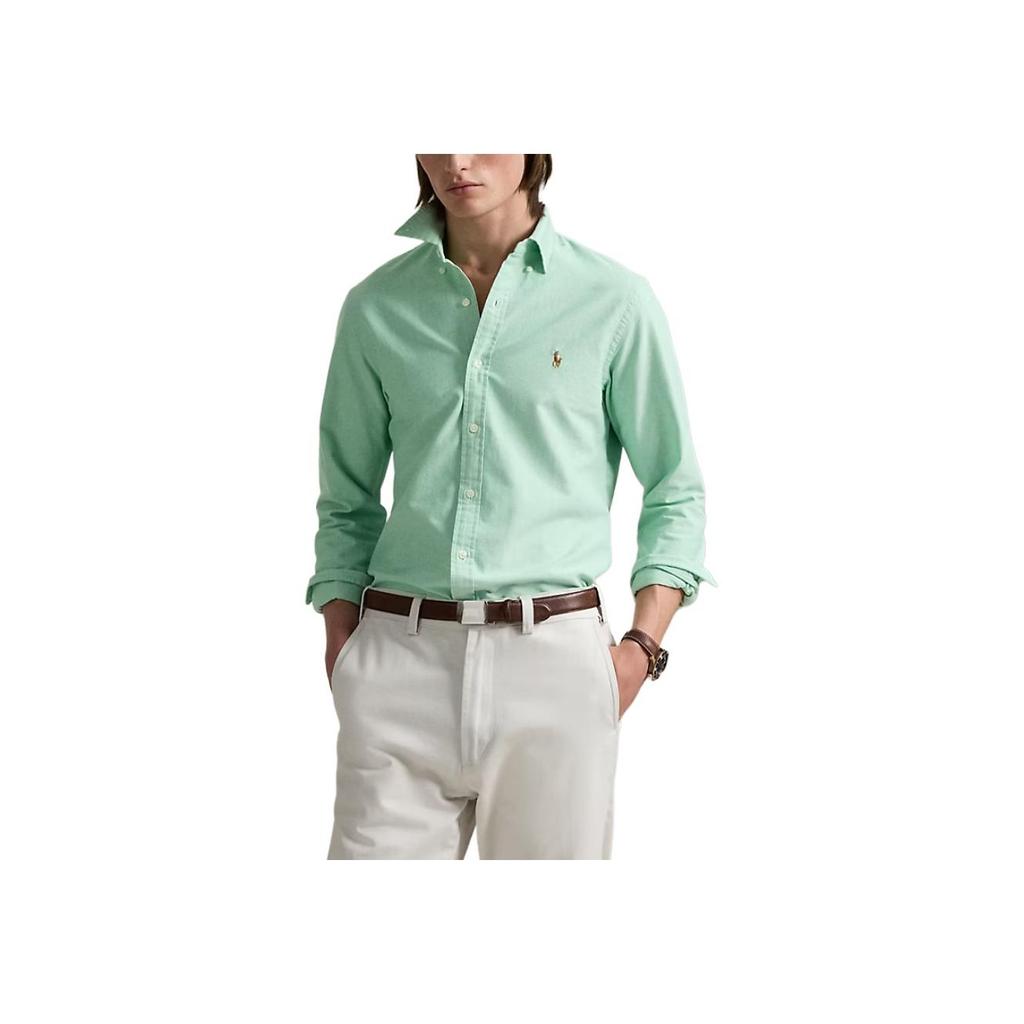 Polo Ralph Lauren Logo Embroidered Long Sleeve Loose Fit Button-Up Shirt Men Shirts Emerald 710792161017