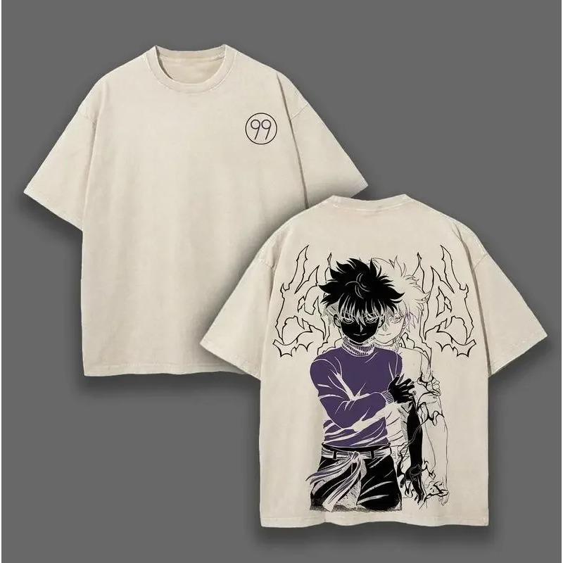 HUNTER×HUNTER Киллуа Зольдик Футболка Для Мужской Одежды Хип-Хоп Y2k Стиранная Оверсайз Футболка С Коротким Рукавом Хлопок Мягкие Футболки Топы