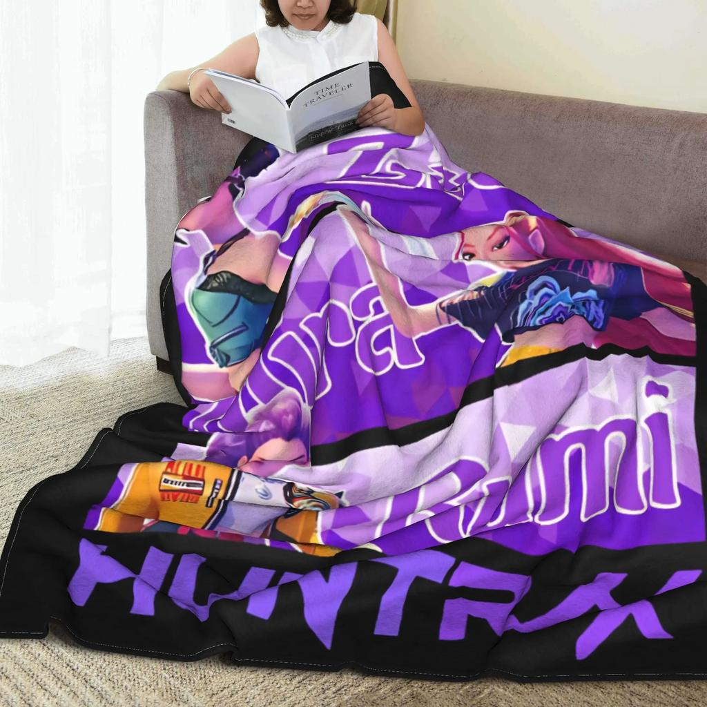 Kpop Demon Hunters Plush Blanket Students Flannel Throw Blanket for Couch Chair Sofa Bed Super Warm Quality Bedspread