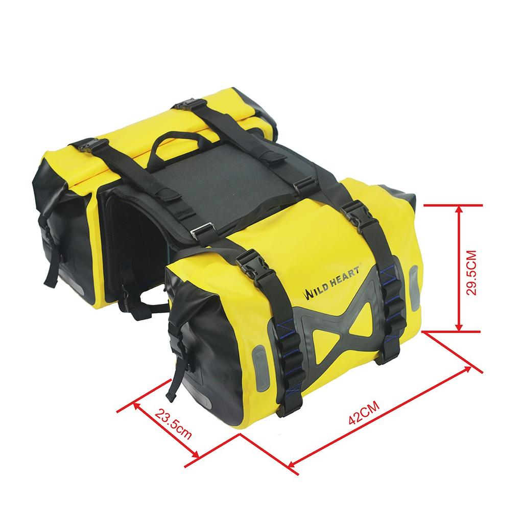 WILD HEART Waterproof Motorcycle 50 L Tank Motor Side One Yellow Saddlebag, Bag, Bag, Size,