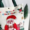 Christmas Canvas Tote Bag Reusable Grocery Shopping Bag Winter Holiday Gift Goodie Bag for Gifts Wrapping Storage