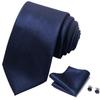 Men's 8cm Solid & Polka Dot Plaid Tie Set with Cufflinks & Pocket Square