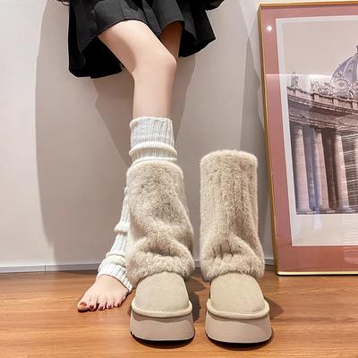 Северо-восточные морозостойкие зимние сапоги женские короткие теплые с меховой отделкой 2025 зимние на рукаве толстая подошва с увеличением высоты бархатные хлопковые сапоги