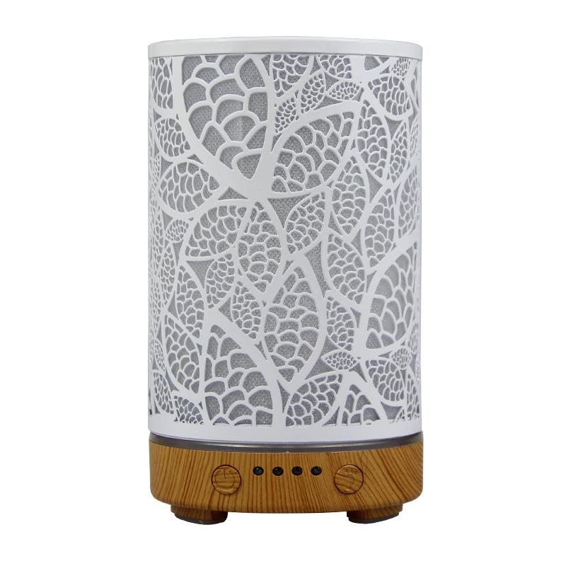 100ML Aroma Diffuser Ultrasonic Humidifier with 7 Color Light, 1H/2H Timer, Auto Shut-Off, Leaf Essential Oil Diffuser for Home