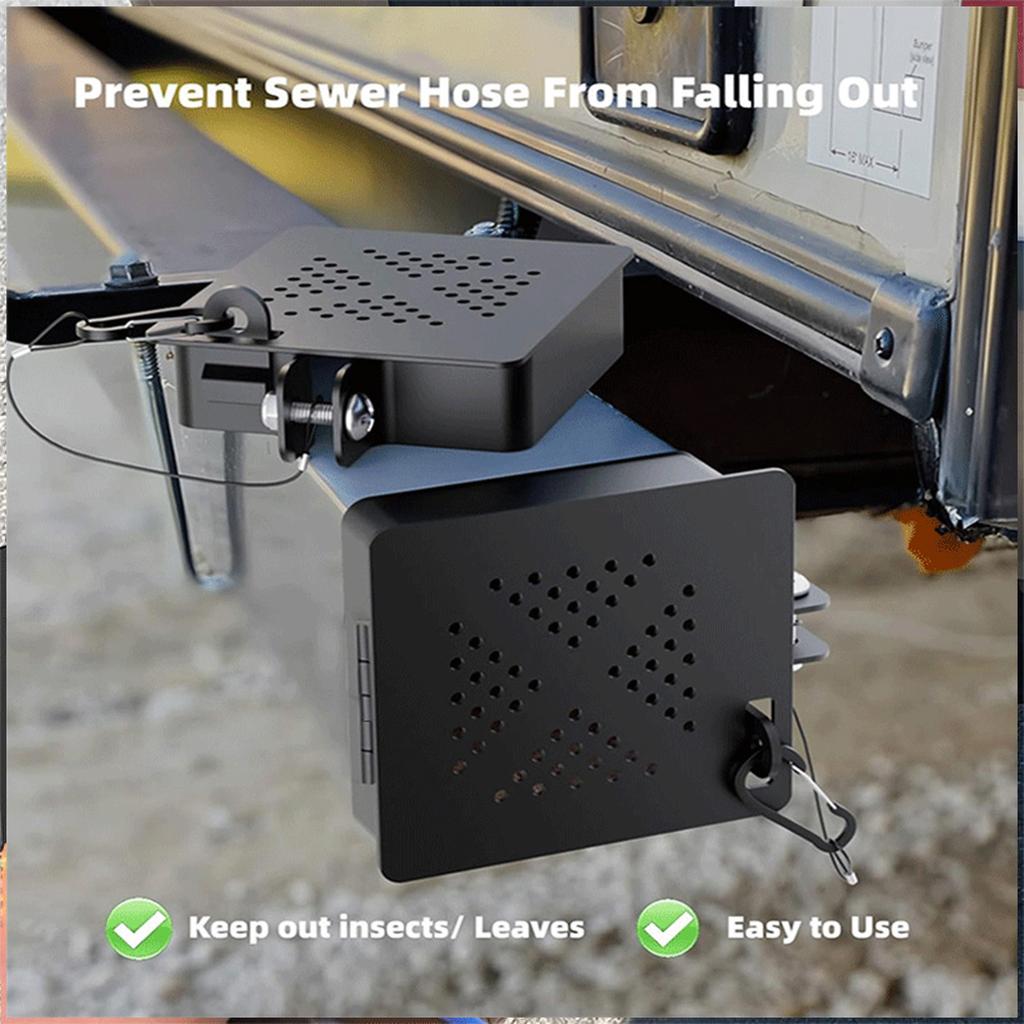 Алюминиевая торцевая заглушка бампера для квадратного бампера 4x4 дюйма с вентиляционными отверстиями, упрощенная защитная крышка для хранения шланга канализации кемпера с откидной дверцей