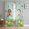 Easter Egg Bunny Butt Daisy Butterfly Sheer Curtains For Living Room Kitchen Window Curtains Bedroom Tulle Voile Curtains