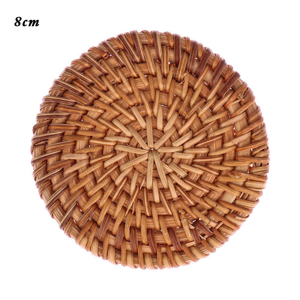Round Kitchen Handmade Cup Mats Table Padding Bowl Pad Rattan Coasters