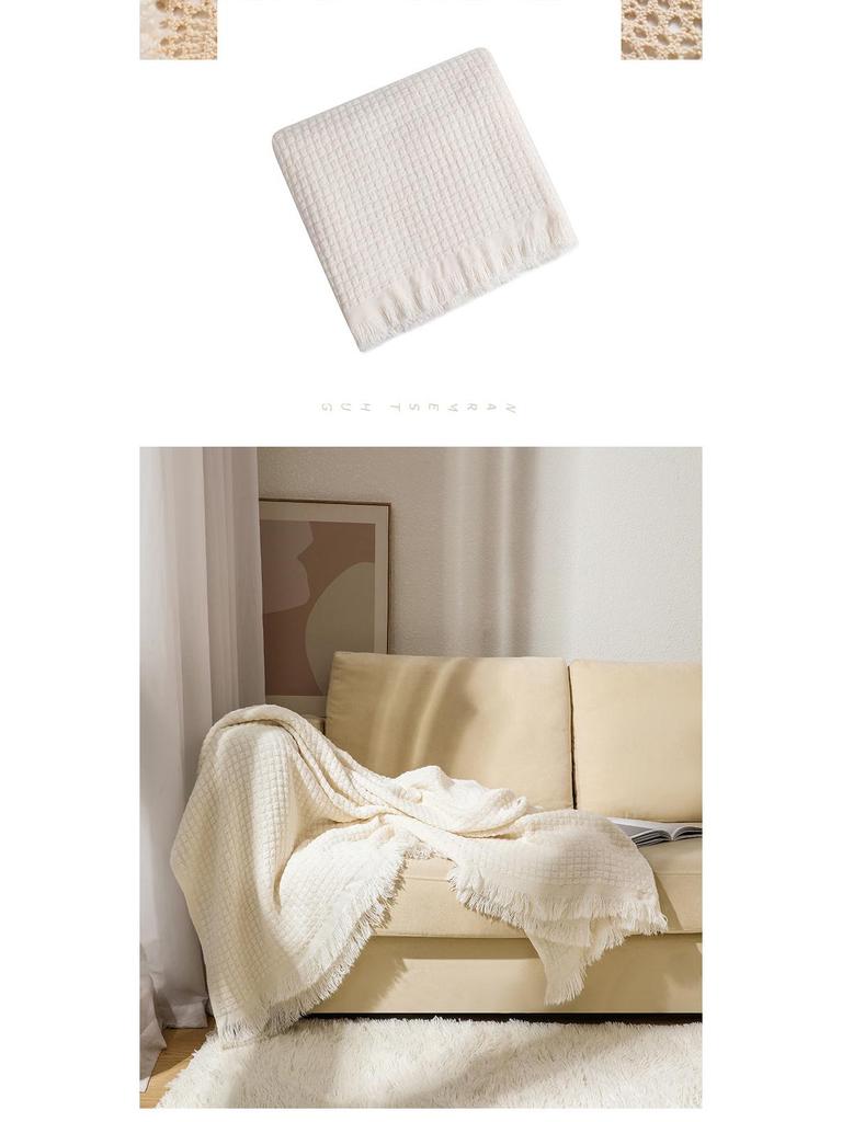 Одеяло для дивана из однотонной шерстяной вязки Nordic Waffle